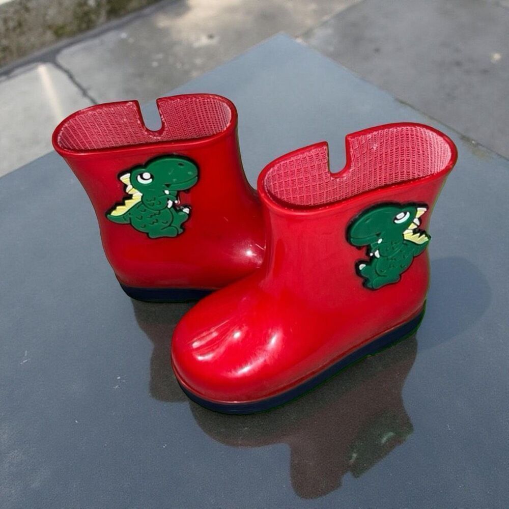 Baby Toddler Red Zum Dinosaur Red Vinyal Rainboots Size 8 US